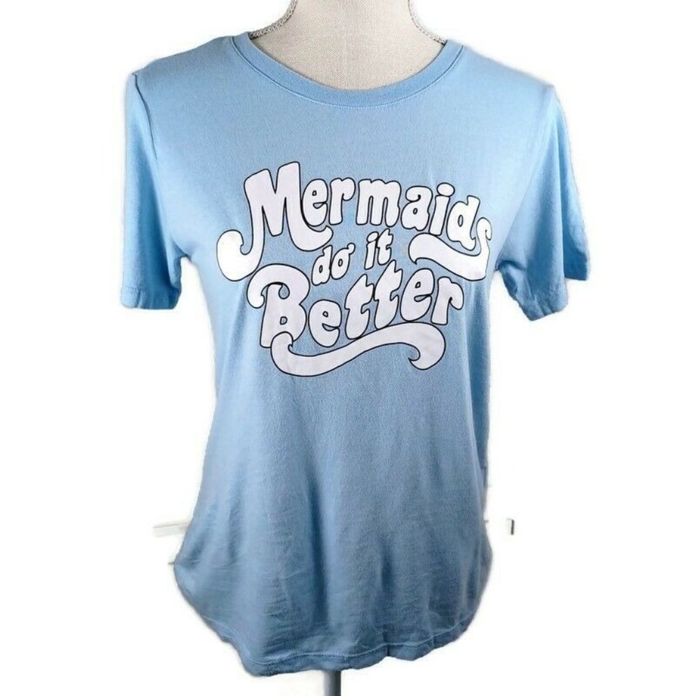 Forever 21 Graphic Tee Small Blue Mermaid